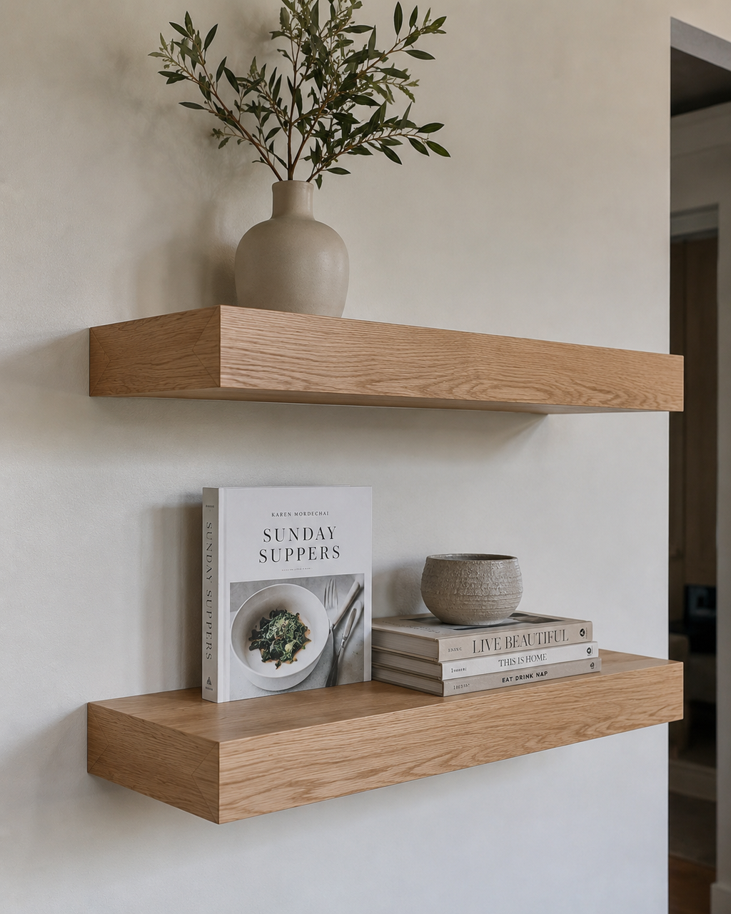 White Oak Floating Shelf 3" Thick