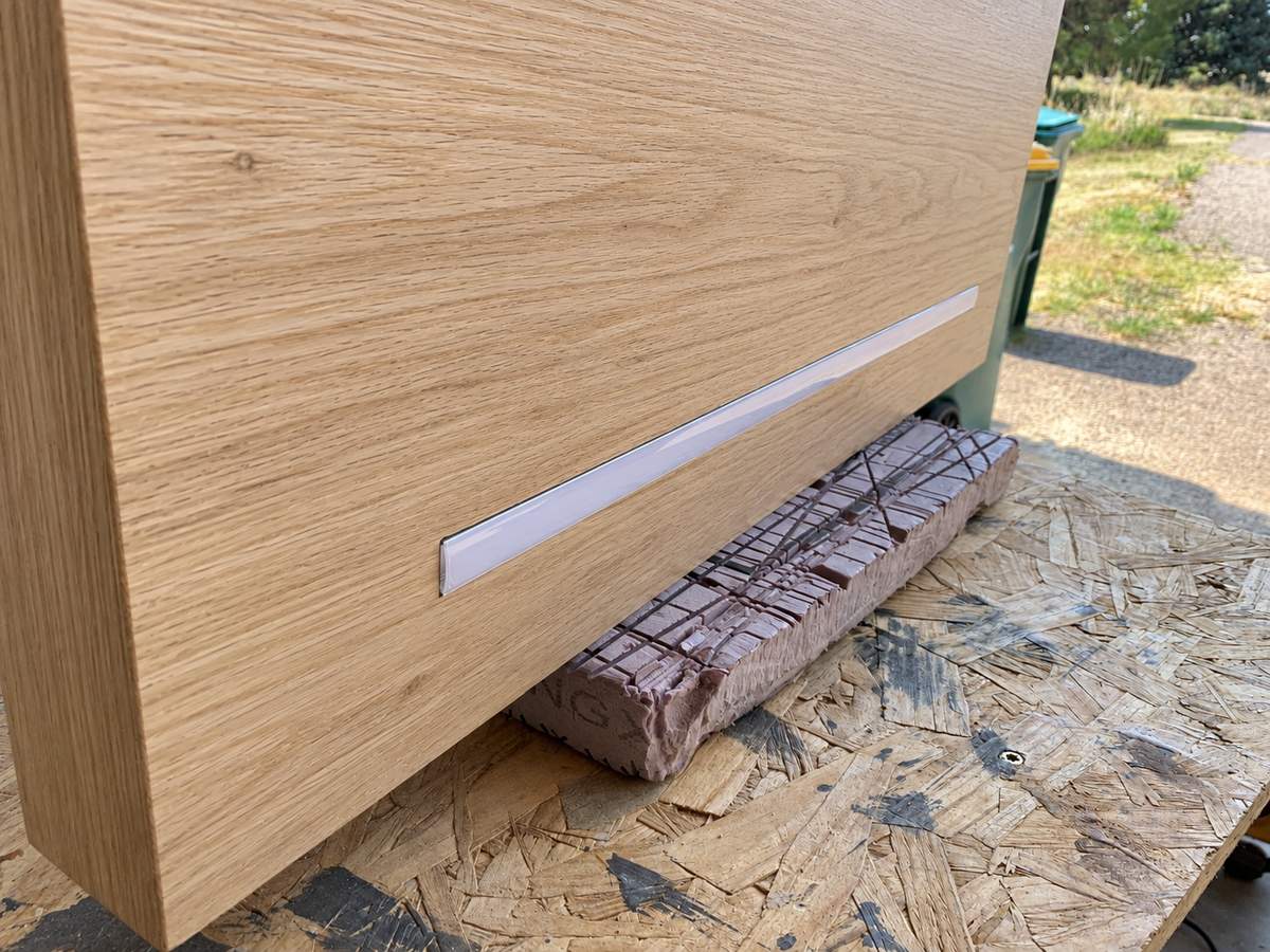White Oak LED Floating Shelves with Integrated Lighting