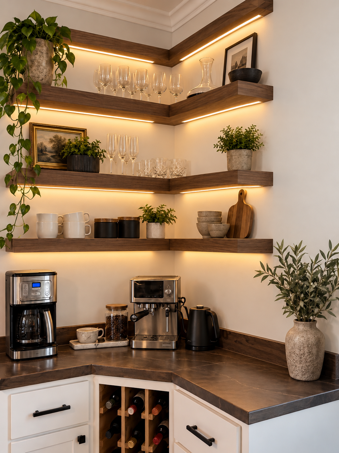 Walnut LED Bar Floating Shelf – 2.5" Thick