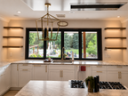 Walnut floating shelf with concealed LED channel